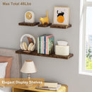 Love-KANKEI Floating Shelves Wall Mounted Set of 6, Wood Wall Shelves with Invisible Bracket,Rustic Hanging Shelves for Display,Bedroom Living Room Bathroom Kitchen Office Brown