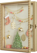 Love-KANKEI Shadow Box Frame 8x10,Wood Deep Shadow Box Display Case with Unique Beads Door and Glass Window, Memory Box for Pictures,Medals,Memorabilia,Collections Natural