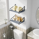 Love-KANKEI Floating Shelves Wall Mount Rustic Wood Wall Shelves with Large Storage L16.5 x W12 inch for Kitchen Living Room Bathroom Bedroom Set of 2 Carbonized Black