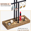 Love-KANKEI Jewelry Tree Stand White Metal and Wood Base Large Storage Jewelry Organizer for Necklaces Bracelets Earrings Holder Jewelry Display White and Carbonized Black