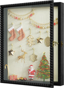 Love-KANKEI Shadow Box Frame 8x10,Wood Deep Shadow Box Display Case with Unique Beads Door and Glass Window, Memory Box for Pictures,Medals,Memorabilia,Collections Natural