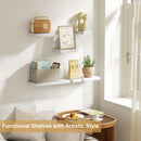 Love-KANKEI Floating Shelves Wall Mounted Set of 6, Wood Wall Shelves with Invisible Bracket,Rustic Hanging Shelves for Display,Bedroom Living Room Bathroom Kitchen Office Brown