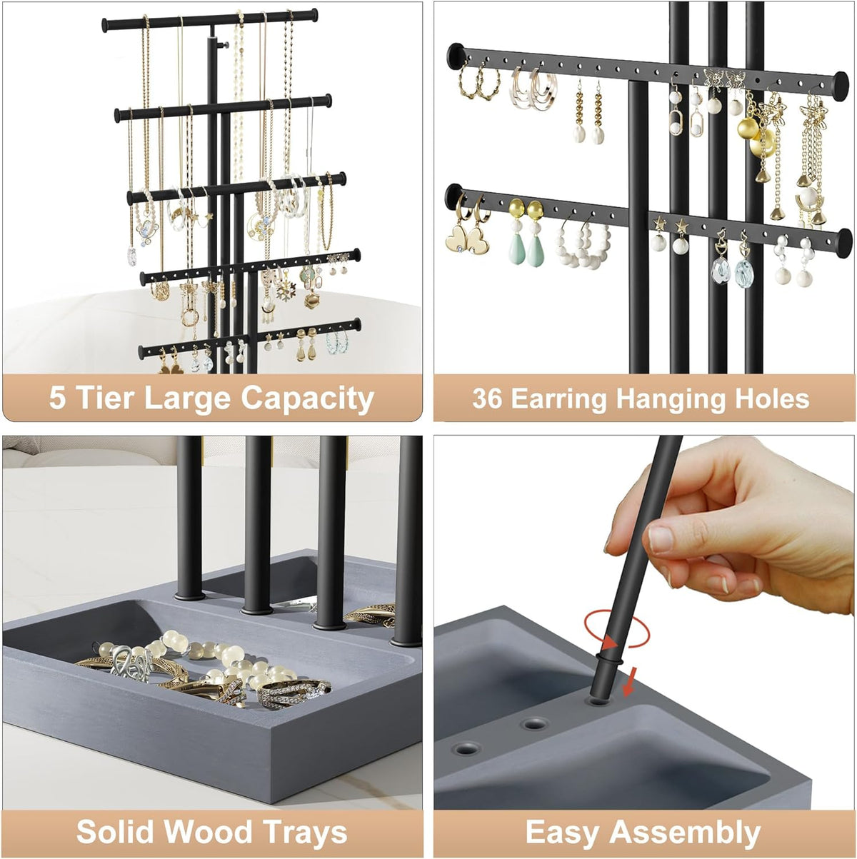 Love-KANKEI Jewelry Organizer Stand,5 Tier Large Necklace