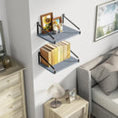 Love-KANKEI Floating Shelves Wall Mount Rustic Wood Wall Shelves with Large Storage L16.5 x W12 inch for Kitchen Living Room Bathroom Bedroom Set of 2 Carbonized Black
