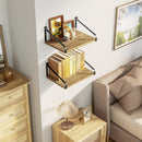 Love-KANKEI Floating Shelves Wall Mount Rustic Wood Wall Shelves with Large Storage L16.5 x W12 inch for Kitchen Living Room Bathroom Bedroom Set of 2 Carbonized Black